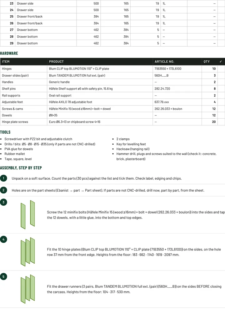 Assembly sheet · 2